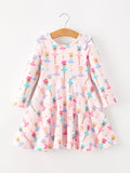 Fall Colorful Ballet Character Girls Long Sleeve Twirl Dress